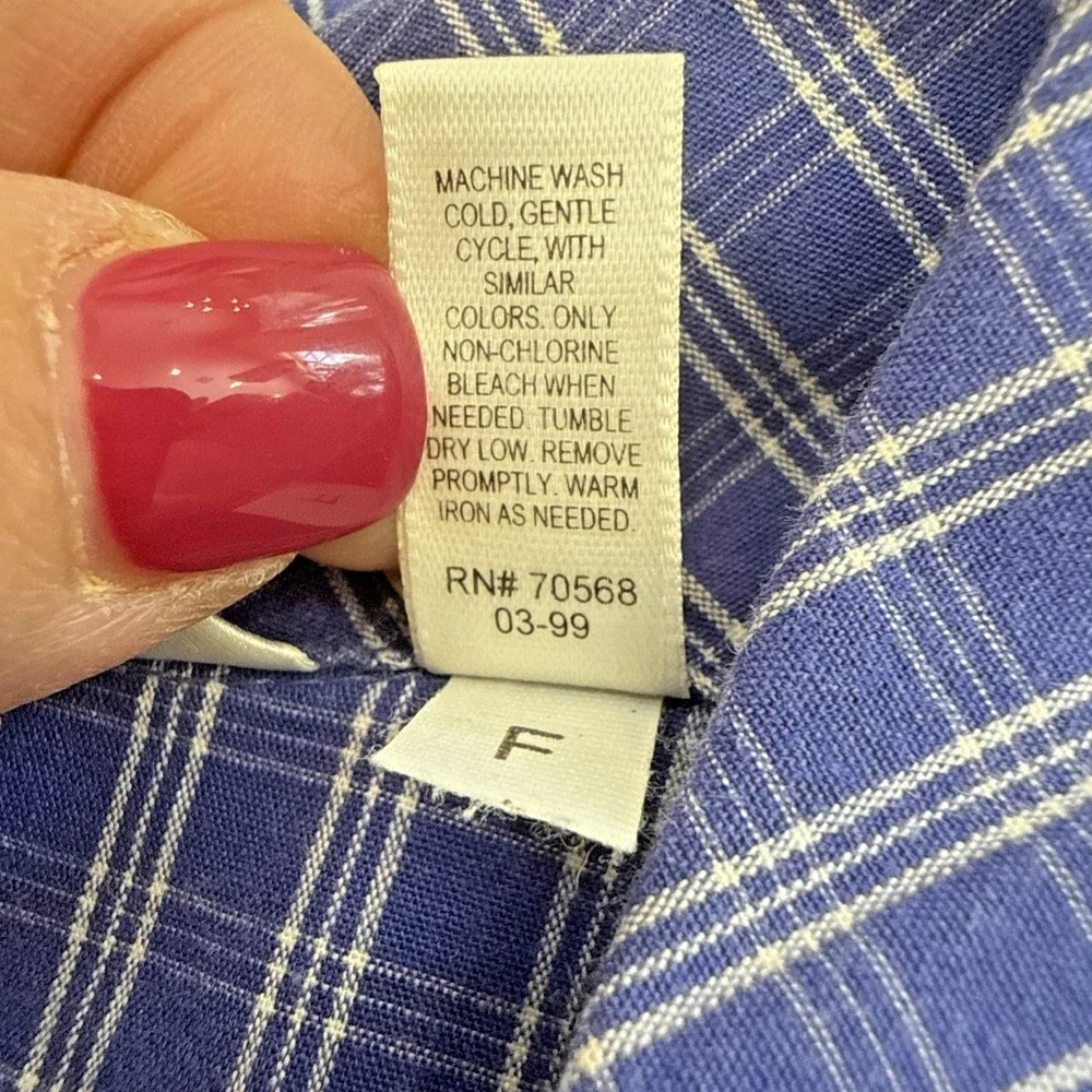 VTG Victoria's Secret Pajama Set Blue Plaid Sz L Long Sleeve Y2K 1999 Monogram